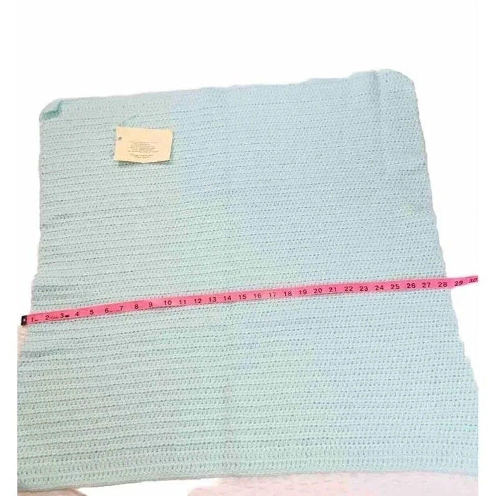 New Handmade Baby Crib Blanket Afghan Blue Green Soft 28x 28 inches‎